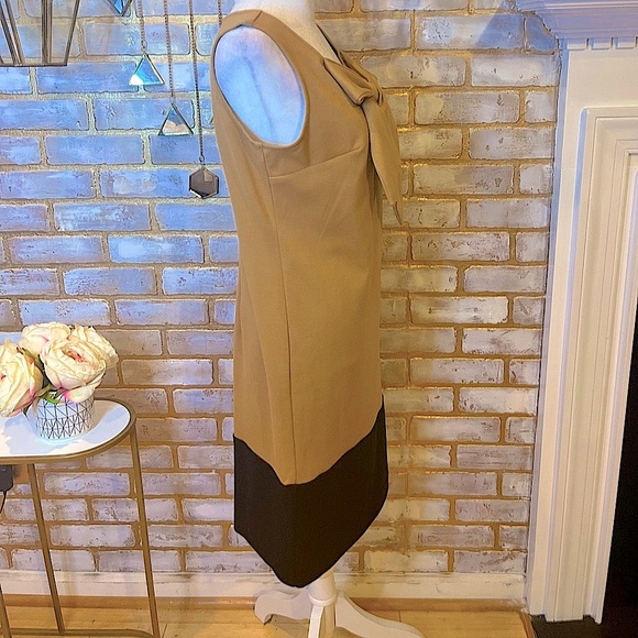 Merona Tan & Black Color Blocked Dress with Bow Neckline Detail, Women’s Size 2. - Picture 3 of 8
